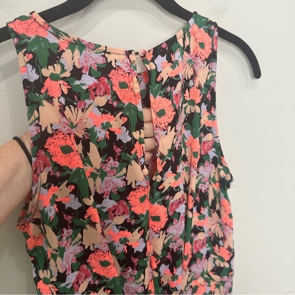 Jcrew Floral Tulip Hem Dress Black Green Pink Sleeveless - Picture 7 of 11